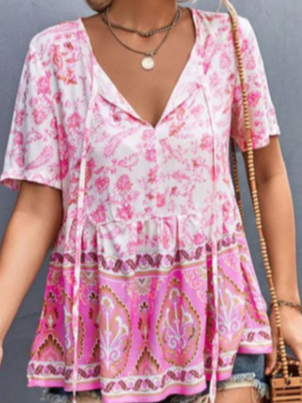 Jersey Vacation Ethnic Loose Shirt