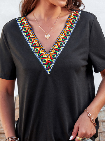 Casual V Neck Loose T-Shirt