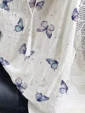 Plus Size Loosen Butterfly V Neck Short Sleeve Top