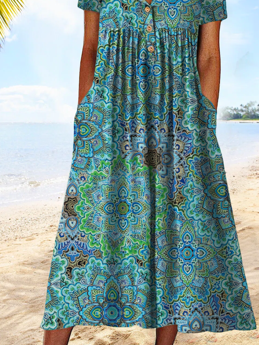 Plus Size Boho Casual Short Sleeve Dress
