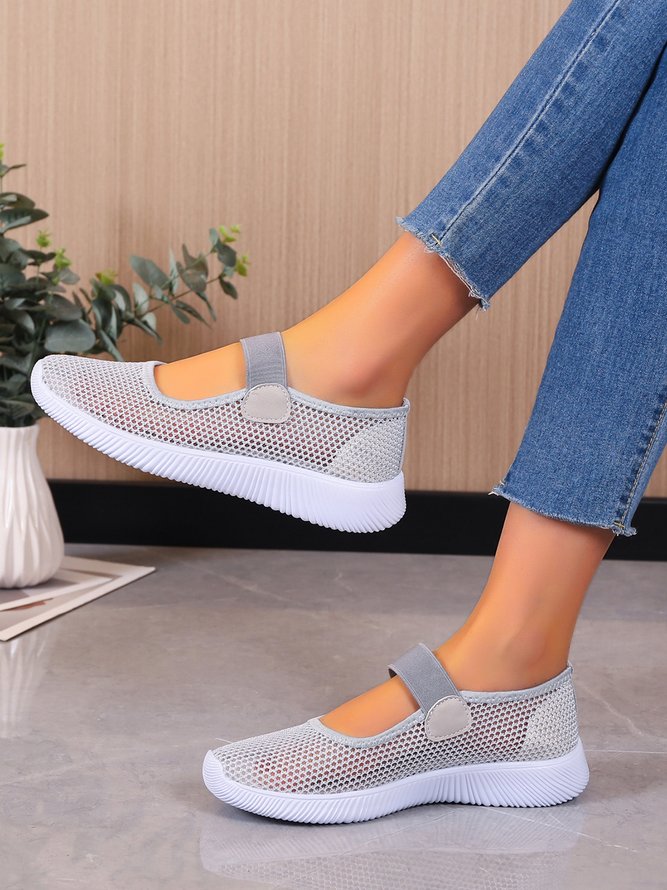 Breathable Mesh Slip On Mary Jane Walking Shoes