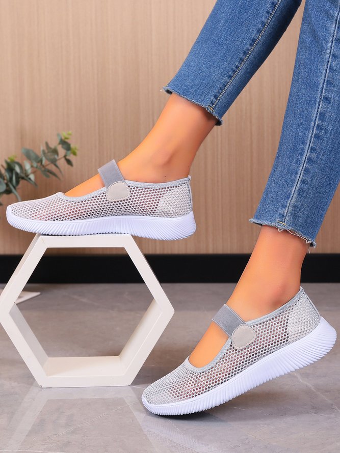 Breathable Mesh Slip On Mary Jane Walking Shoes