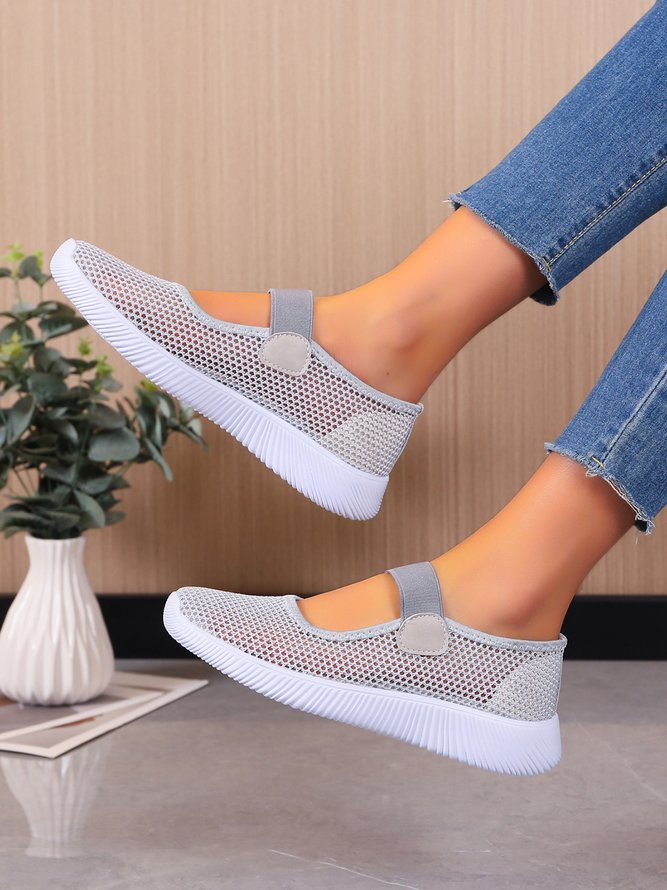Breathable Mesh Slip On Mary Jane Walking Shoes