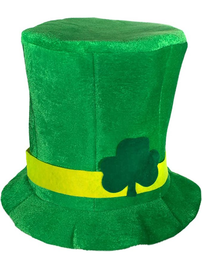 St. Patrick's Day Velvet Topper Irish Day Green Shamrock Plaid Holiday Party Accessories