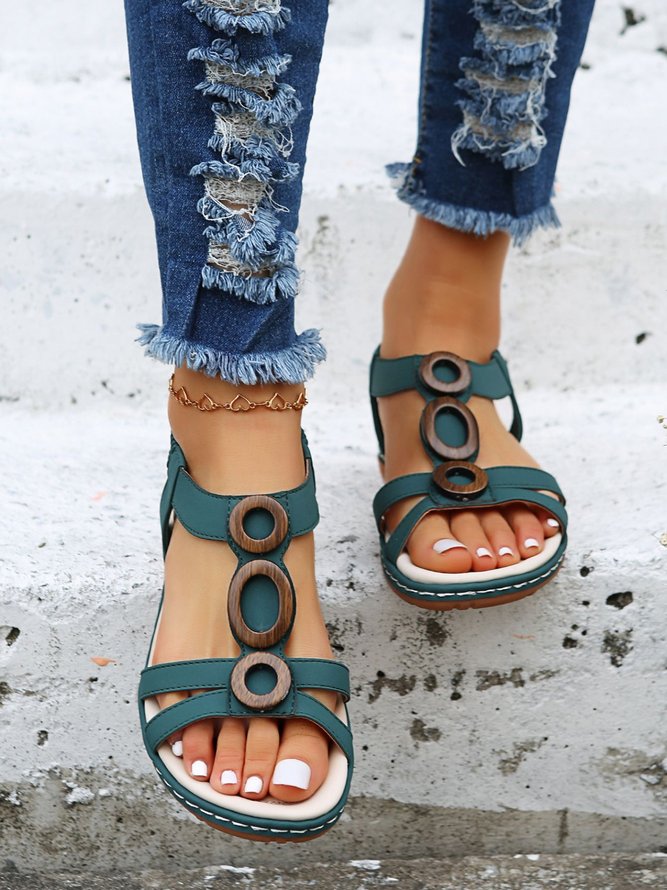 Vintage Comfy Sole Slip On Strappy Sandals
