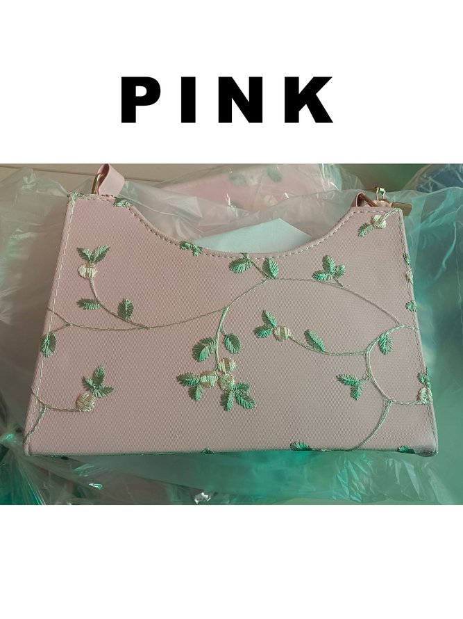 Spring Summer Embroidered Floral Underarm Bag