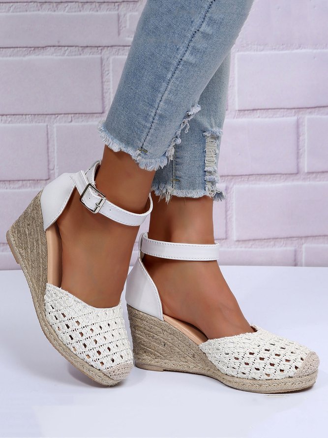 Vacation Braided Hollow out Wedge Heel Espadrille Sandals