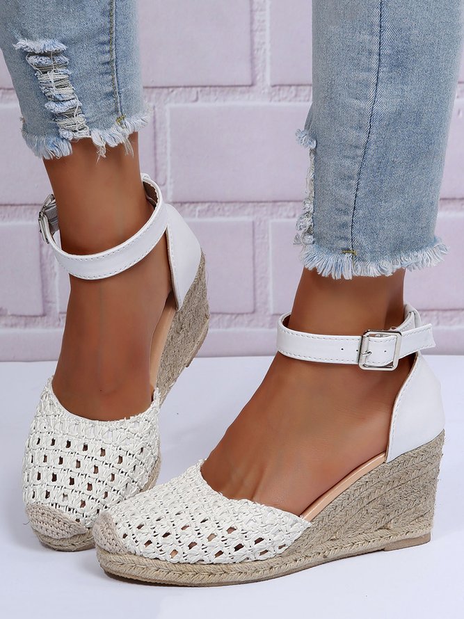 Vacation Braided Hollow out Wedge Heel Espadrille Sandals