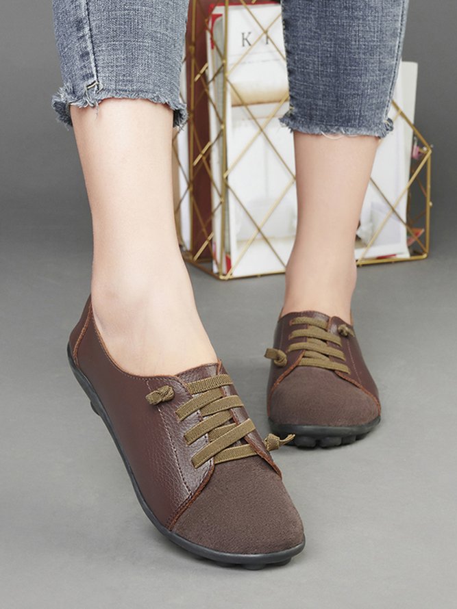 Retro Casual Cowhide Solid Color Beanie Flat Shoes