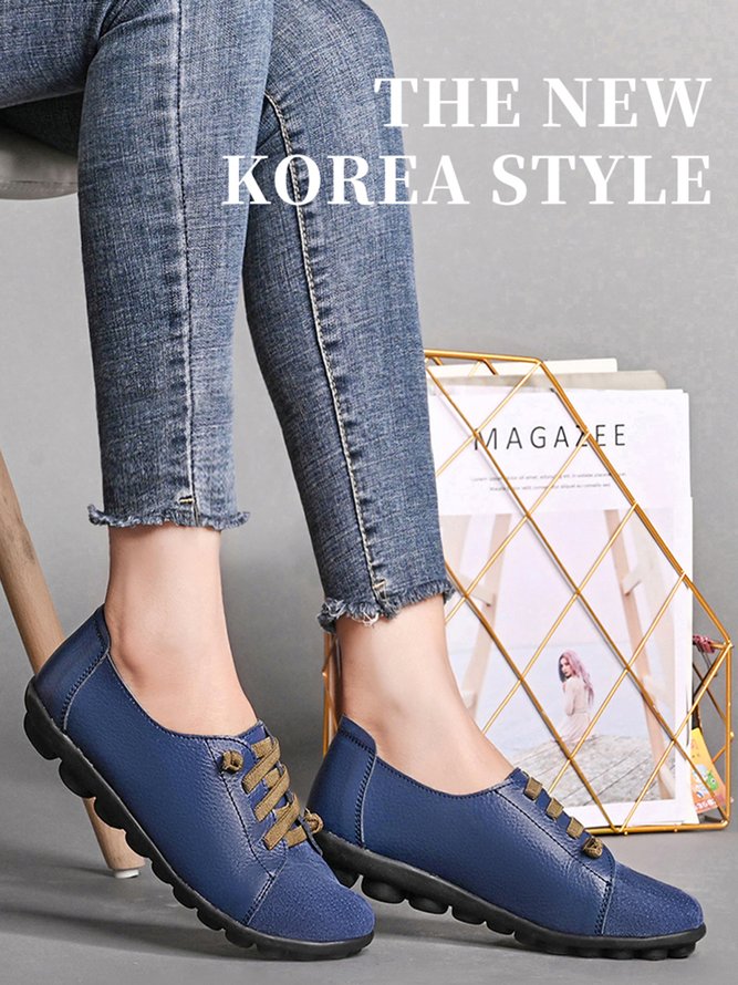 Retro Casual Cowhide Solid Color Beanie Flat Shoes