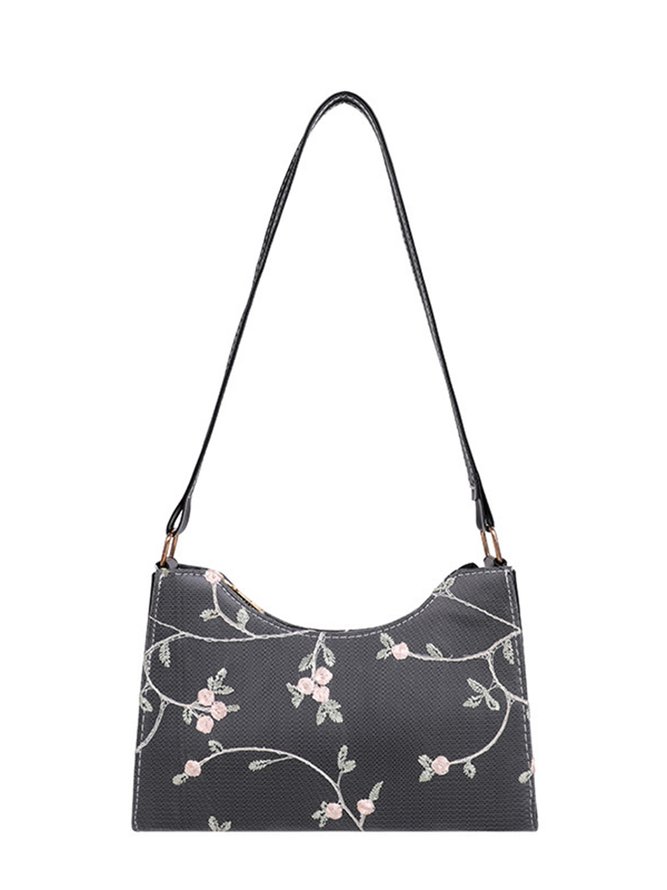 Spring Summer Embroidered Floral Underarm Bag
