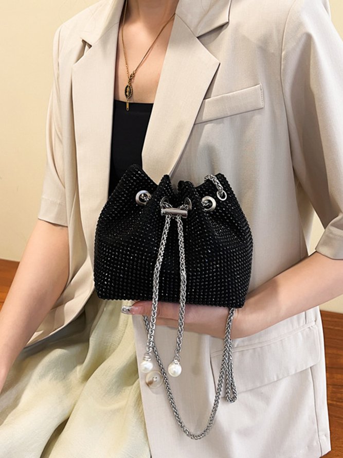 Rhinestone Drawstring Gorgeous Bucket Bag