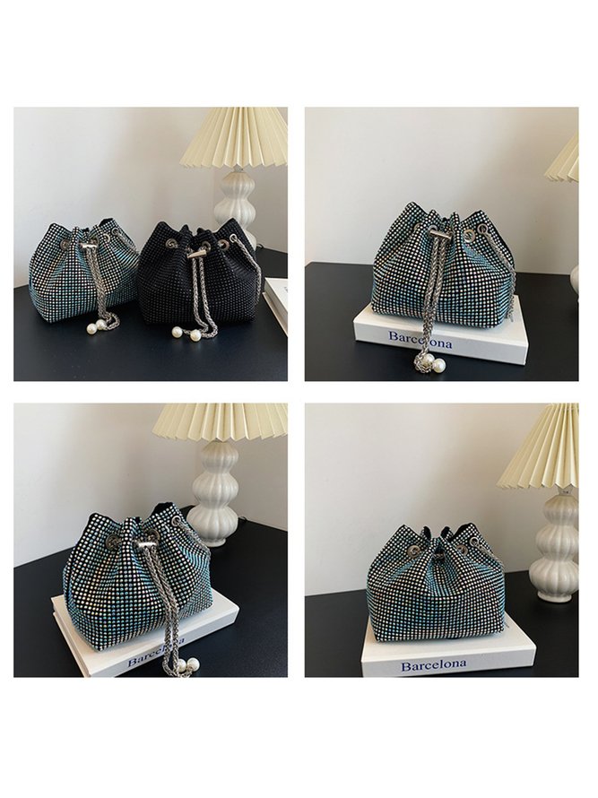 Rhinestone Drawstring Gorgeous Bucket Bag