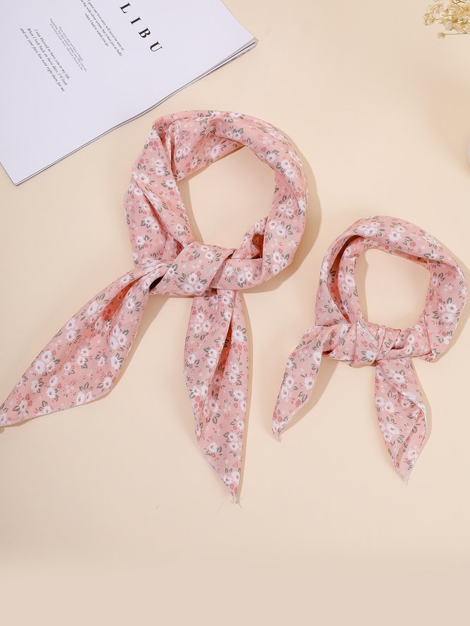Linen Floral Pattern Scarf Square Boho Beach Vacation Accessories