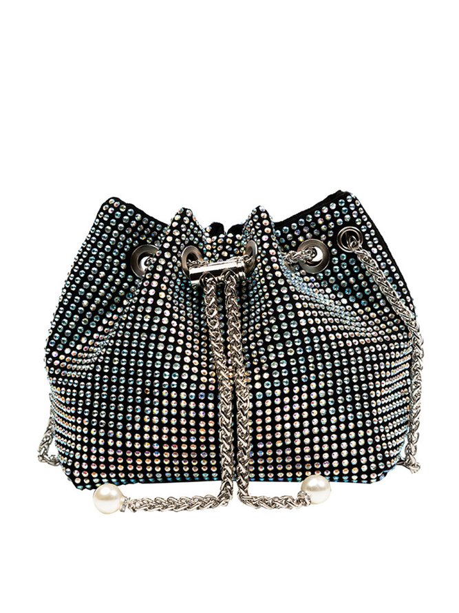 Rhinestone Drawstring Gorgeous Bucket Bag