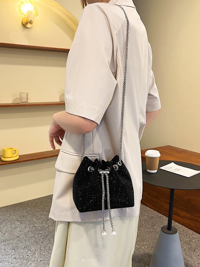 Rhinestone Drawstring Gorgeous Bucket Bag