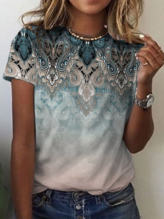 Crew Neck Ethnic Ethnic Regular Fit T-Shirt
