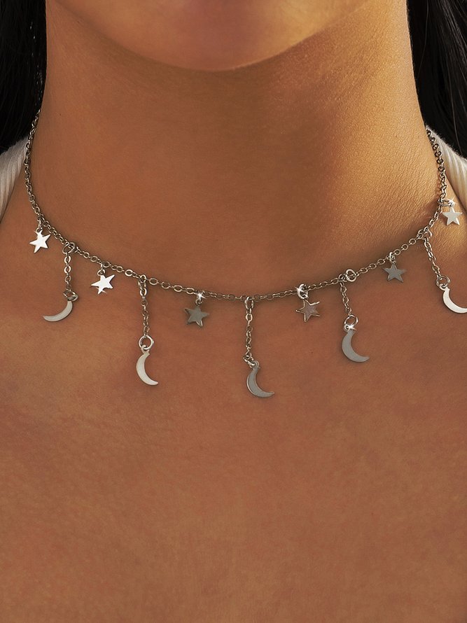 Silver Moon Tassel Necklace Everyday Commuter Party Holiday Jewelry