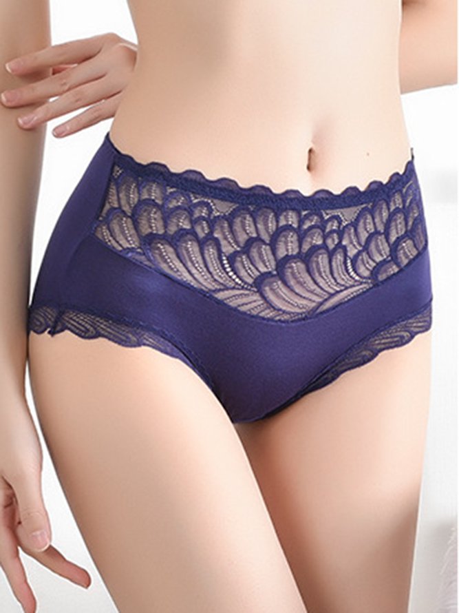 Sexy Lace Breathable Modal Mid Waist Briefs