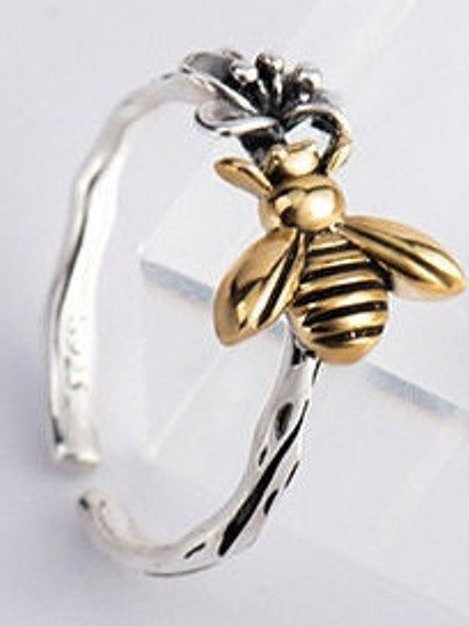 Daily Casual Floral Bee Pattern Open Ring Vintage Distressed Jewelry