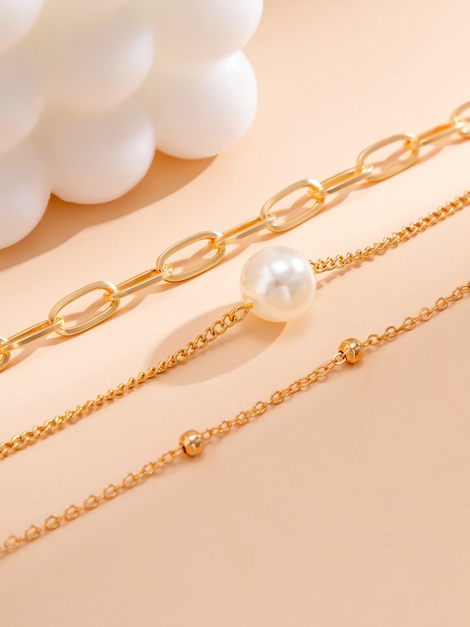 Boho Style Pearl Chain Layered Necklace Everyday Vacation Jewelry