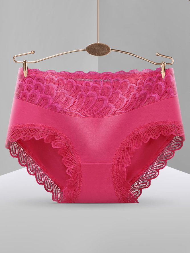 Sexy Lace Breathable Modal Mid Waist Briefs