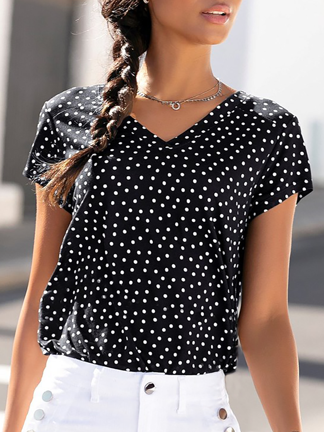 Casual Loose Polka Dots T-Shirt