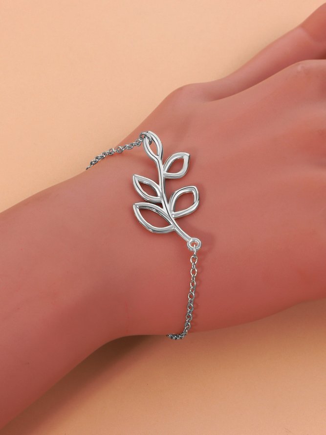 Daily Casual Leaf Pattern Metal Bracelet Jewelry