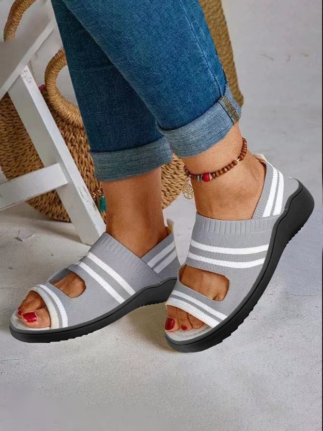 Comfort Soft Sole Gray Flyweave Sandals