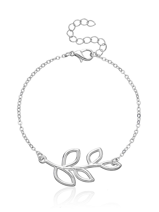 Daily Casual Leaf Pattern Metal Bracelet Jewelry