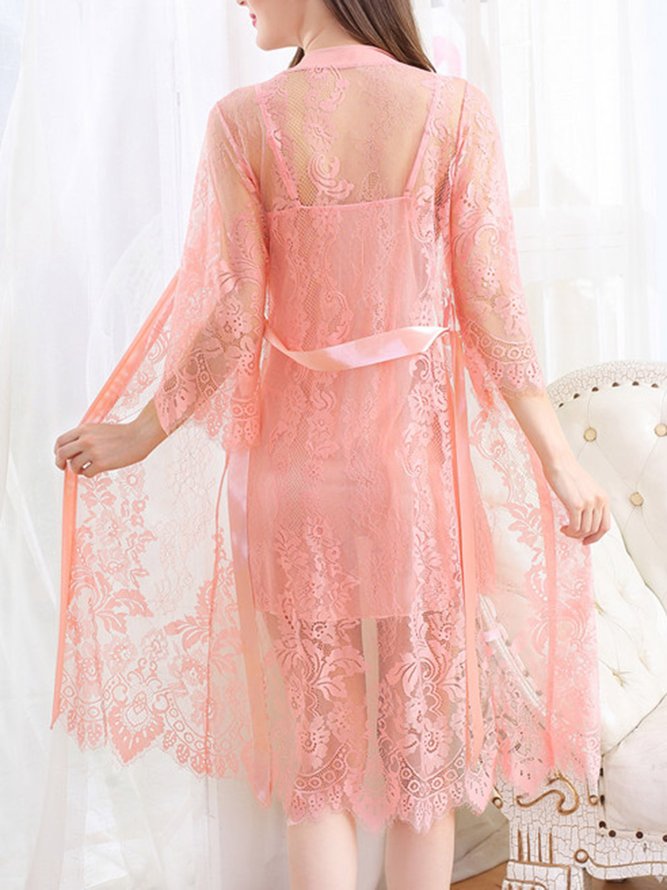 Valentine's Day Sexy Lace Nightdress Three-piece Set