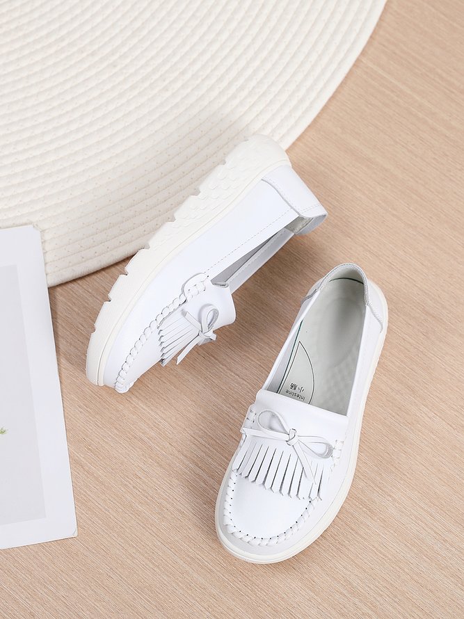 Bowknot Tassel Moccasin Casual Flats