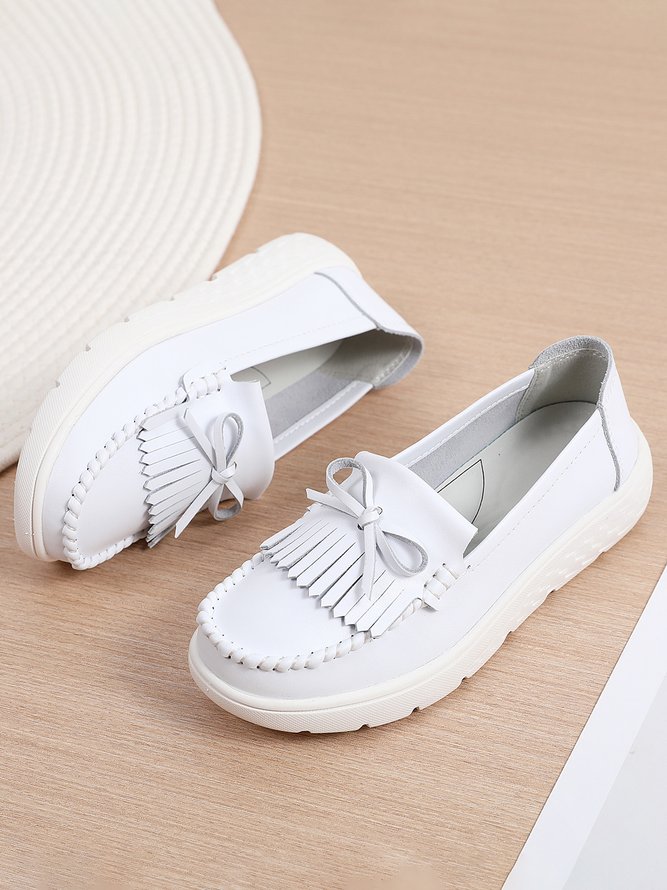 Bowknot Tassel Moccasin Casual Flats