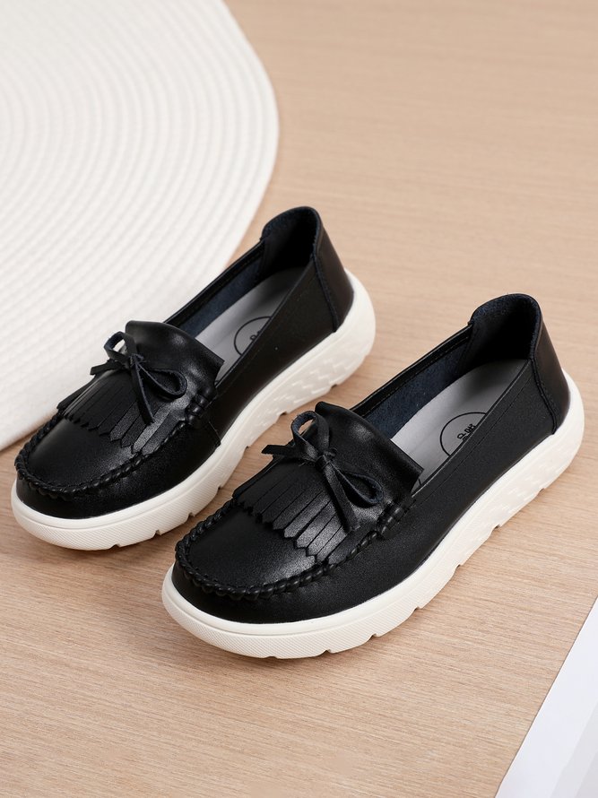 Bowknot Tassel Moccasin Casual Flats