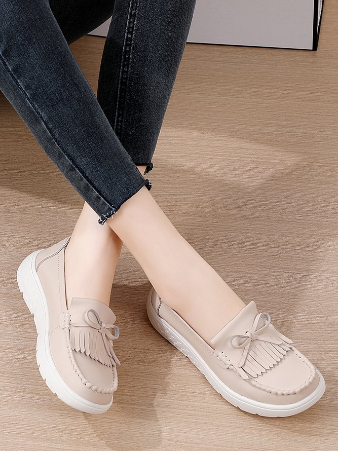 Bowknot Tassel Moccasin Casual Flats