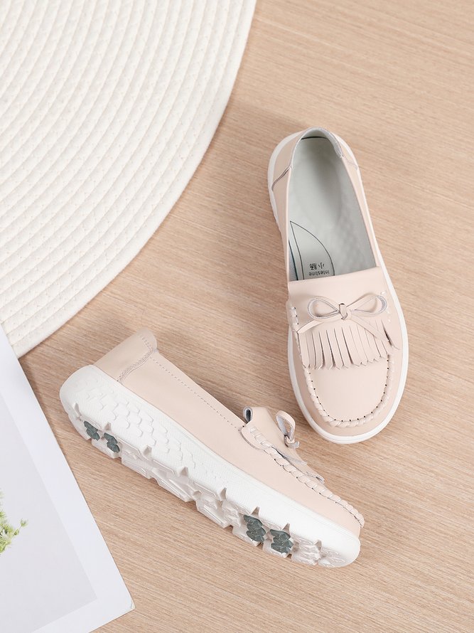 Bowknot Tassel Moccasin Casual Flats