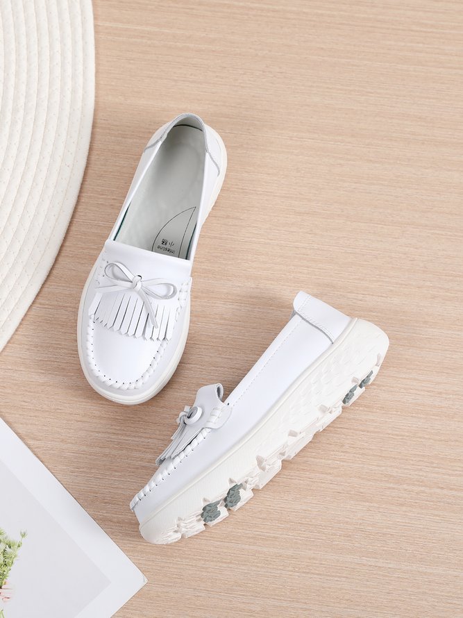 Bowknot Tassel Moccasin Casual Flats