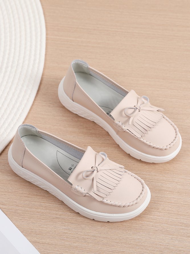Bowknot Tassel Moccasin Casual Flats
