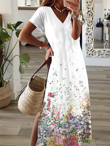 Jersey Casual Floral Loose Dress