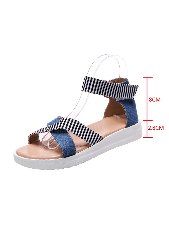 Color Block Casual Hook and Loop Strappy Sandals