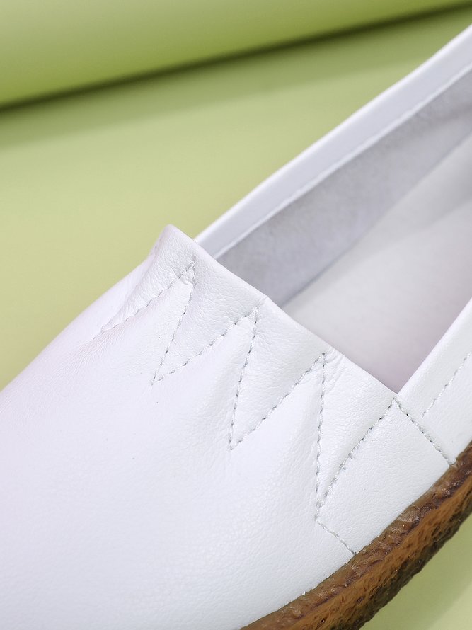 Solid Calf Leather Wrinkled Design Soft Flats