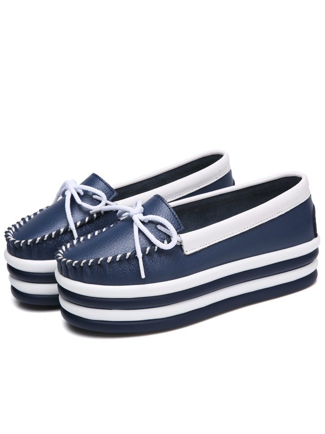 Cowhide Thick Sole Muffin Casual Shoes