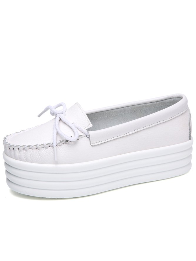 Cowhide Thick Sole Muffin Casual Shoes
