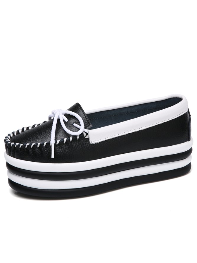 Cowhide Thick Sole Muffin Casual Shoes