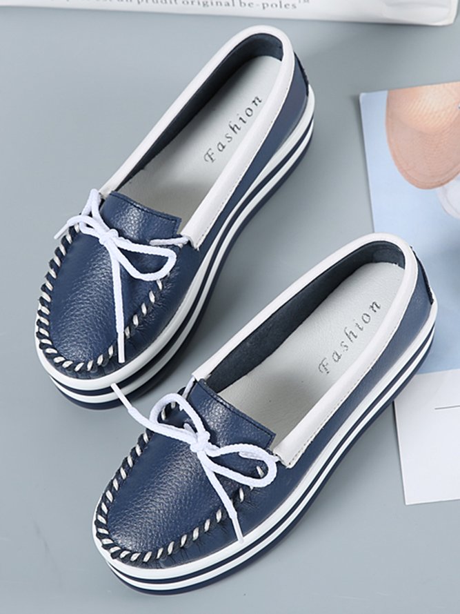 Cowhide Thick Sole Muffin Casual Shoes