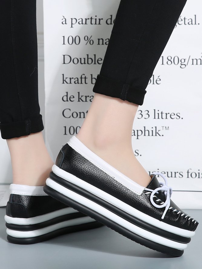 Cowhide Thick Sole Muffin Casual Shoes