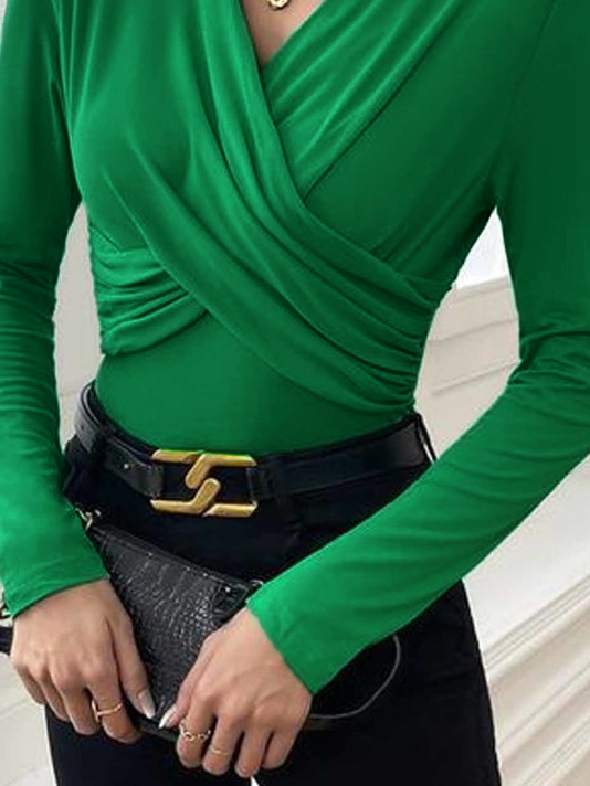 Regular Fit Jersey Plain Casual Top zolucky