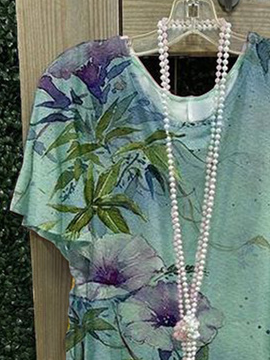 Plus Size Crew Neck Casual Loose Jersey T-Shirt