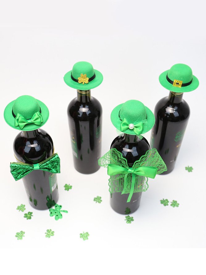 St. Patrick's Day Green Wine Bottle Hat Decoration Irish Party Scene Setting Props