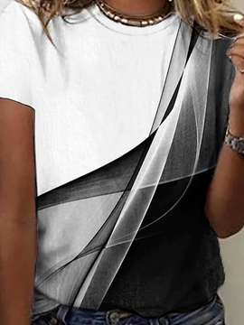 Loose Printing Color Block Casual T-Shirt